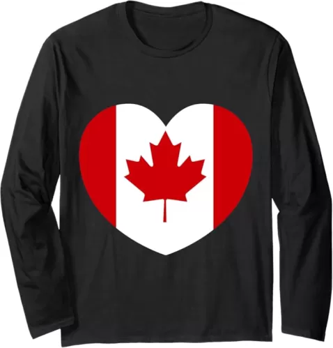 Heart Shaped Canadian Flag Canada Love Patriotic Design Long Sleeve T-Shirt