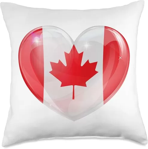 Heart Shaped Canadian Flag Canada Love Patriotic Design Throw Pillow