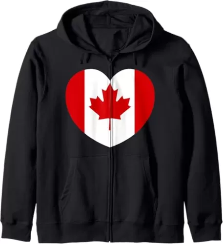 Heart Shaped Canadian Flag Canada Love Patriotic Design Zip Hoodie