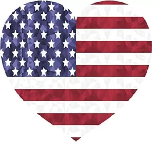 Heart-Shaped Patriotic Red White Blue American Flag Symbol Vinyl Decal Sticker 5"