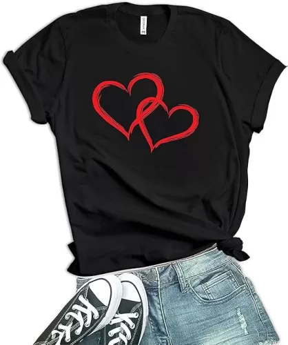 Heart Shirts for Women - Trendy Short Sleeve T-Shirts Casual Crewneck Cute Love Gifts for Her Graphic