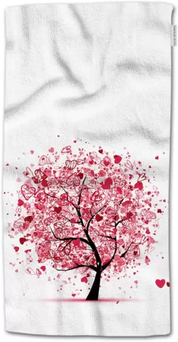 HGOD Designs Cute Hearts Tree Cotton Soft Bath Towels - Spa for Kitchen & Hotel - Romantic Valentine's Day & Wedding 15"X30".