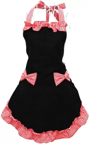 Hyzrz Cute Retro Lovely Vintage Ladies Kitchen Flirty Vintage Aprons for Women Girls with Pockets for Mothers Day Gift (Multicolor)