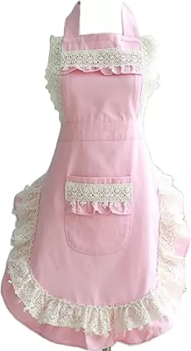 Hyzrz Lovely Home Work Adjustable Apron Cake Kitchen Cooking Women Girls Aprons With Pocket for Gift, Pink