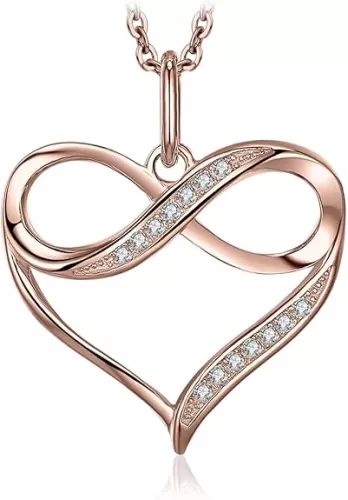 JewelryPalace Infinity Love Cubic Zirconia Pendant Necklace for Women, Heart Shape 925 Sterling Silver Necklace for Her, Anniversary CZ Jewelry Sets for Girl 18 Inches Chain