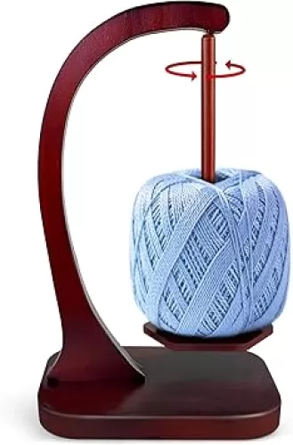 JUCPASH Yarn Holder for Crocheting and Knitting, Wooden Yarn Spinner with Magnetic Rotating Mechanism and Anti-Slip Pads, Crochet Gift for Knitting Lovers