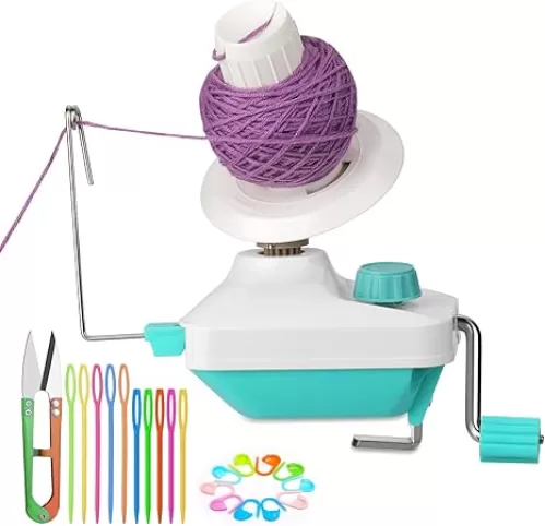 Kogyxe Yarn Winder, Yarn Ball Winder, Hand-Operated Easy-to-Install Yarn Cake Winder Spinner, Knitting Yarn Roller with Yarn Needles Set for Crocheting, The Helper for Knitting Lovers