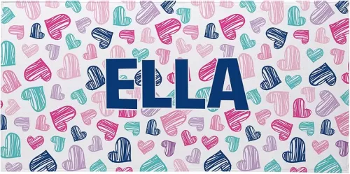 Let's Make Memories Personalized Beach Towel - Vacation Gear - for Beach, Pool, Camp, Vacation - Customize with Name - Standard Size - Bright Hearts