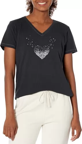 Life is Good. Womens Crusher Vee Heart Of Hearts, Jet Black