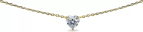 Lovve Sterling Silver Heart-shaped Cubic Zirconia Solitaire Choker Necklace for Women