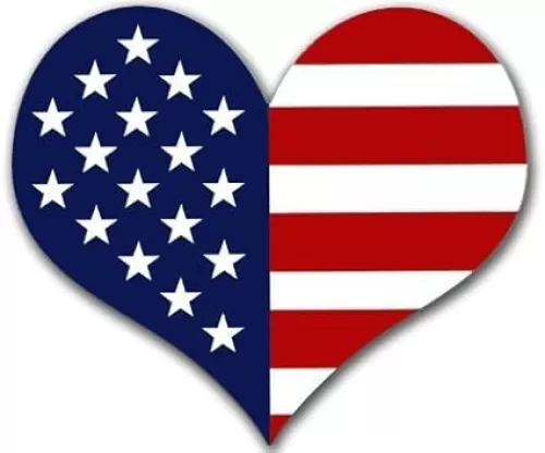 Magnet Heart Shaped American Flag Magnetic Sticker (USA Made Decal)