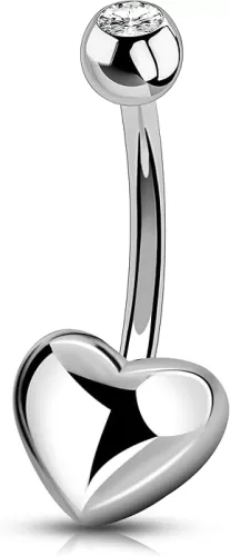 Melighting 14G Heart Belly Button Ring - G23 Titanium Navel Piercing Jewelry for Women - 10mm/12mm/14mm/16mm Internally Threaded