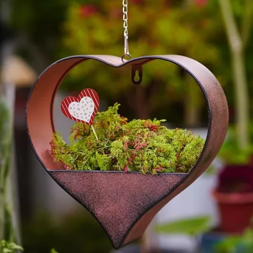 Metal Hanging Planters for Indoor & Outdoor Plants - Heart Shaped Planters for Wall or Window, Garden Patio or Indoor Decor for Women(Cooper)