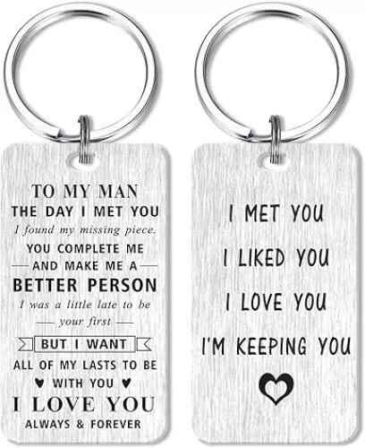 MOQIYXL Velentine's Gifts for Men, I Love You Keychain for Husband Boyfriend, Anniversary Keychain Gifts for Him