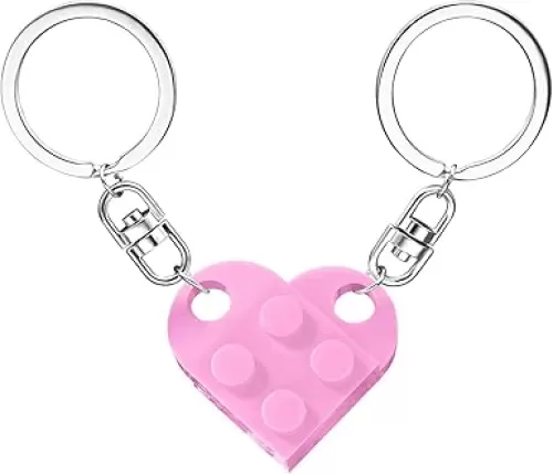 MPK Heart-Shaped Keychain Set – Matching Keychains for Couples, Valentine's Day Gift, Romantic Love Keychain for Him and Her