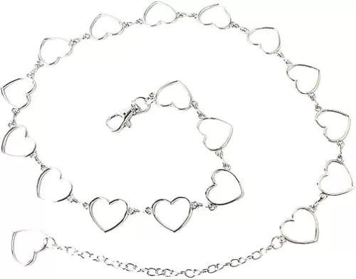 NOLITOY Fashion Waist Chain Love Hip-hop Belly Chain Silver Hollowed Heart Shaped Decor