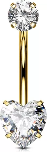 OUFER Titanium Belly Button Rings, Gold Belly Button Piercing, Heart Internal Thread Navel Piercing Jewelry, Long Belly Rings for Women