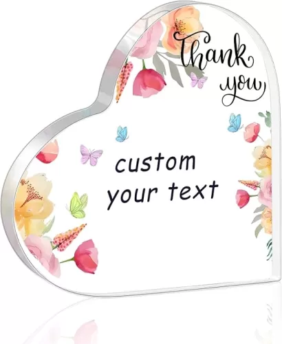 Personalized Desk Decor, Custom Your Text, Customized Heart-Shaped Acrylic Home Decor, Modern Farmhouse Valentine's Day Gifts for Him Her Acrylic Plaque Sign, Funny Office Bedroom Desk Accessories