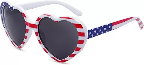 Polarized Fourth Of July Heart Shaped Sunglasses for Women Men American Flag Sun Glasses Oversized Retro Cute Accessories
