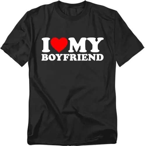 Popfunk I Heart My Boyfriend Unisex Adult T Shirt Black