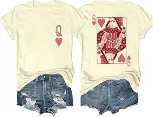 Queen of Hearts Shirt King of Heart Couple Matching Women T-Shirt