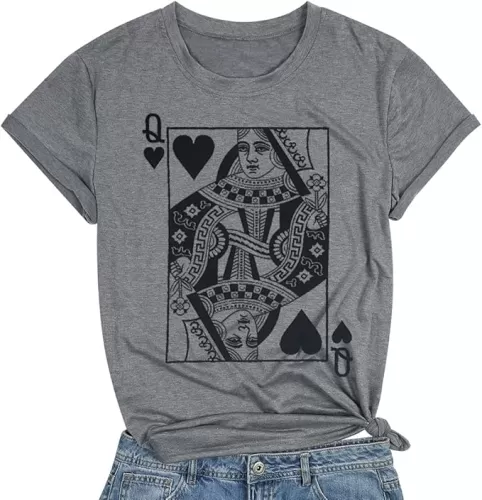 Queen of Hearts T-Shirt for Women Funny Vintage Graphic Tees Cool Cute Queen Tee Casual Short Sleeve Tops Shirts