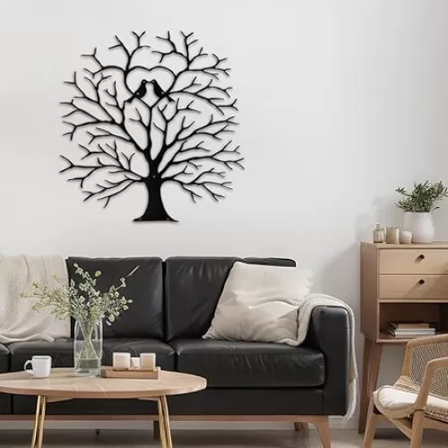 SIGNLEADER Metal Wall Art Decor Heart-Shaped Tree of Love Abstract Wall Sculpture Hangings Home Decoration for Living Room, Bedroom, Bathroom, Kitchen, Outdoor - 36" Black