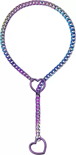 Slip Chain Necklace For Women, Black Heart O-Ring, Cuban Long Necklace Jewelry, Lariat Y-Necklace