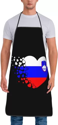Slovenia Slovene Slovenian Heart Shaped Flag Adjustable Apron For Women Men Kitchen Apron Cooking Apron Funny Gardening Apron
