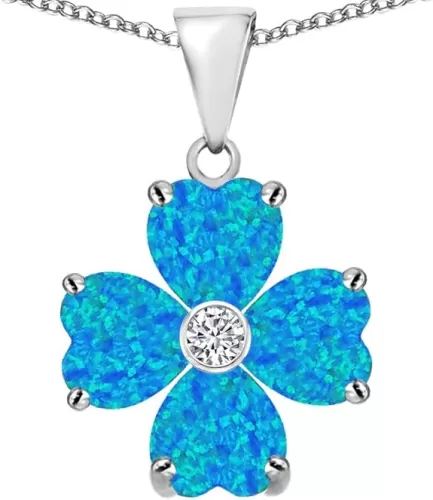 Star K Sterling Silver 6mm Heart Shape Lucky Clover Pendant Necklace
