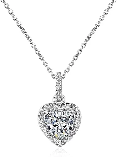 Uloveido Fashion Heart Shape Jewelry Cubic Zirconia Crystal Pendant Necklace for Women Girls Bridal Charms Birthday Wedding Gift Y1226