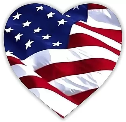 USA Sticker American Love Heart Flag Shape 4 in. Proud Patriotic United States Flag Vinyl Decals for Car Bumper Trucks Laptop Window Wall Decoration
