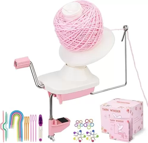 UzecPk Yarn Winder, Yarn Winder Spinner for Crocheting, Yarns Cake Winder with Lower Noise, Hand Operated Ball Winders for Crocheting & Knitting Crafting Lovers, Stitch Markers Plastic Needle