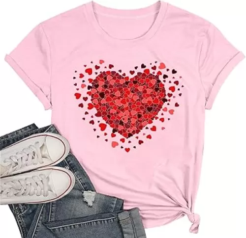 Valentine Shirts Funny Love Heart T-Shirt Women Girl
