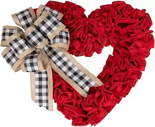 Valentines Day Decor - Wreaths for Front Door Outside 17" Valentine Decorations for The Home Heart Shaped Wreath for Outdoor Valentine's Day Wreath San Valentin Decoration