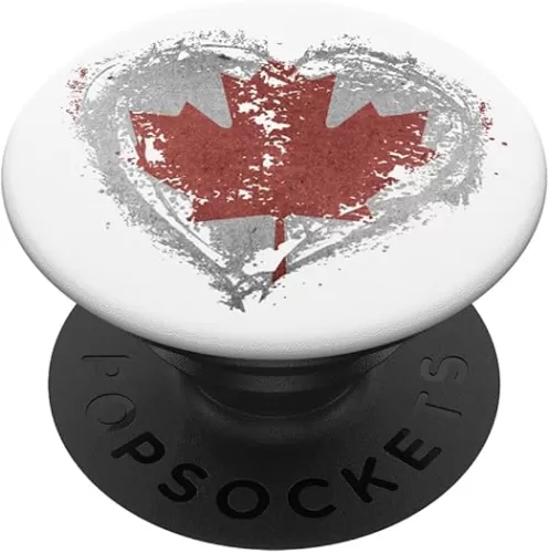 Vintage Canada Heart Shape Canadian Flag Stylish Design PopSockets PopGrip: Swappable Grip for Phones & Tablets