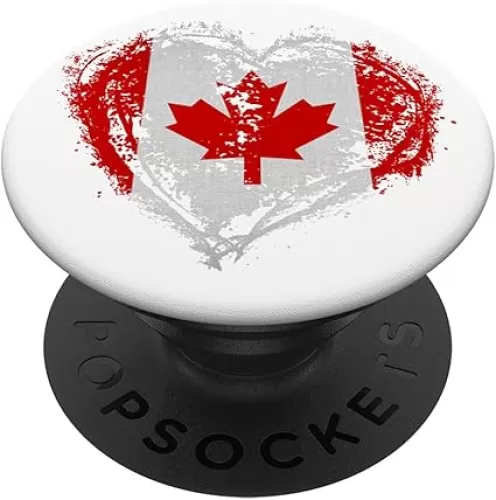 Vintage Canada Heart Shape Canadian Flag Stylish Design PopSockets Swappable PopGrip