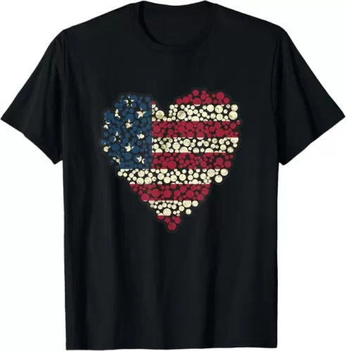 Vintage USA Heart Shape American Flag T-Shirt