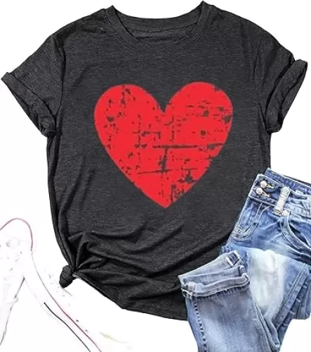 Women Love Heart Printed Shirts Valentine