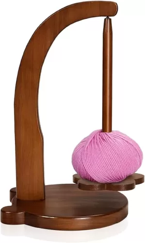 Yarn Holder for Knitting and Crocheting, Crochet Gift for Knitting Lovers, Wooden Yarn Spinner for Crochet by Artowell (Original Bamboo Color)