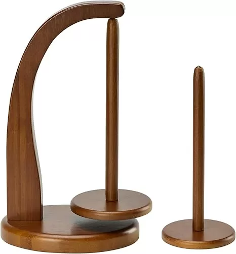 Yarn Holder with 2 Pcs Spindles for Knitting and Crocheting, Crochet Gift for Knitting Lovers, Wooden Yarn Spinner for Crochet by Artowell (Original Bamboo Color)