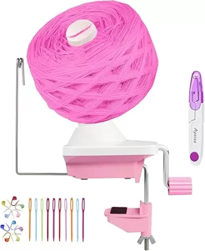 Yarn Winder, Yarn Ball Winder, Easy Install and Efficiently Yarn Cake Winder for Crocheting Hand Operated, Yarn Spinner Wool Winder, Ideal Helper for Knitting Lovers (Pink)