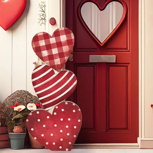 Yerliker 35 inch Valentine's Day Wooden Porch Sign Wooden Heart Standing Sign Decoration Valentine's Day Outdoor Decor Heart Shape Decor for Porch, Yard, Front Door, Garden, Patio, Outdoor