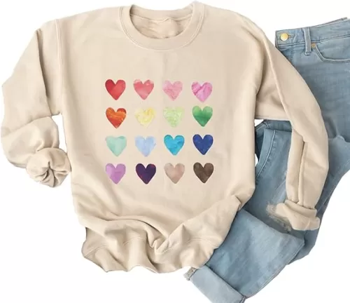 Ykomow Long Sleeve Valentines Shirts Women Plaid Love Heart Valentine