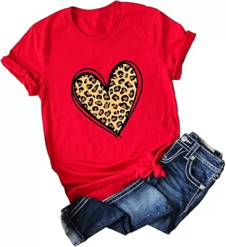 Ykomow Womens Valentine Shirts Leopard Valentine