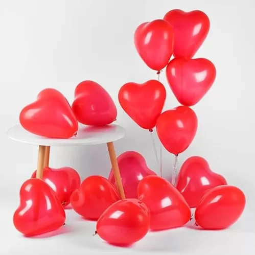 100 Pack Heart Shaped Balloons, 10 Inch Latex Heart Balloons for Valentine