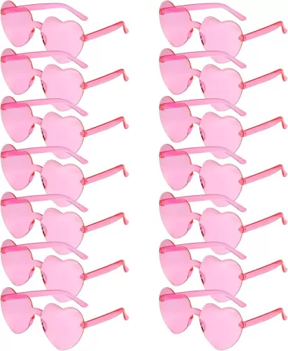 14 Pack Heart Shaped Sunglasses for Women Rimless Heart Glasses Bulk Mardi Gras Candy Color Sunglasses for Party