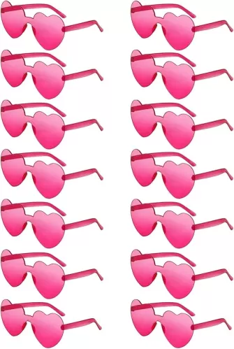 14 Pack Heart Sunglasses for Women, Fun Cute Rimless Transparent Candy Color Heart Glasses Party Favors