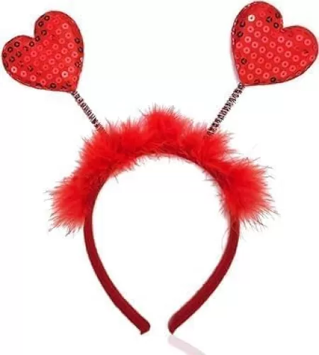 1Pc Red Heart Headband, Red Sequin Love-shaped Head Valentine's Day Halloween Cosplay Costume Accessories For Women, Headband Hair Accessories Dress Accessories for Valentine Party Props Hats and Caps