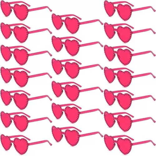 20 Pack Rhinestone Heart Sunglasses Bulk for Women Heart Shaped Rimless Glasses for Bachelorette Valentines Party